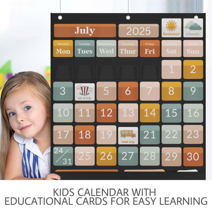 The Ultimate Classroom Calendar Pocket Chart for Kids - Beautiful Calendar with Educational Cards for Easy Learning - Fun Boho Classroom/Teacher Must Have Supplies That Fits Nicely w/Any School Decor