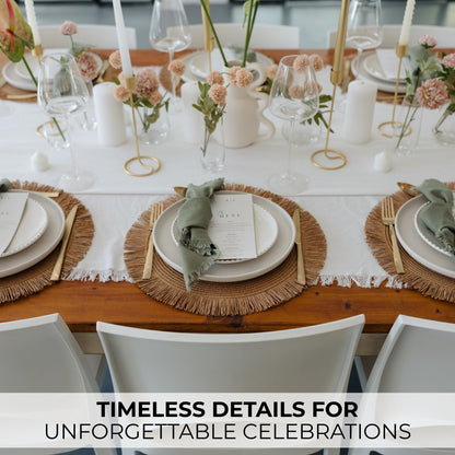 Beautiful Boho Placemats and Napkins Set of 6 – Handmade Woven Cotton, Burlap & Straw Table Decor for Dining Room, Kitchen, or Farmhouse-Style Tables