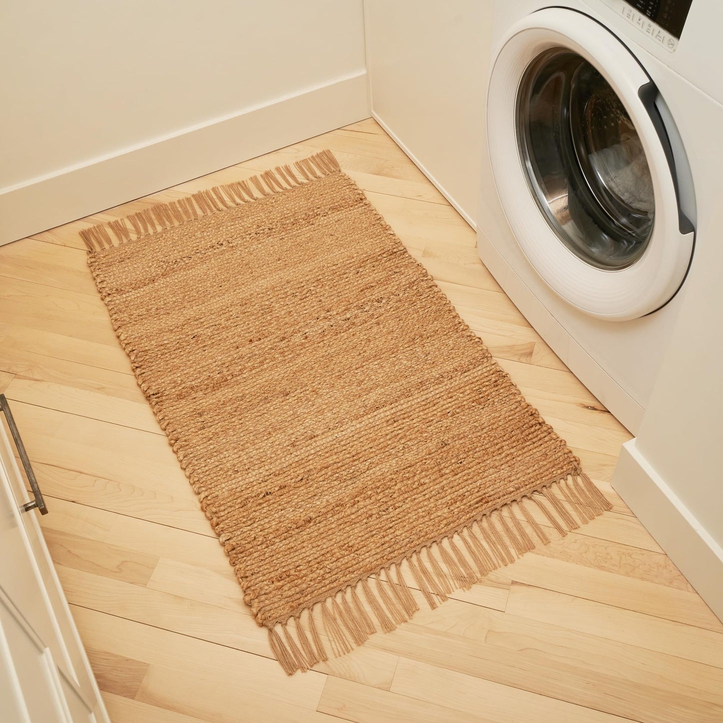 KIBAGA 2x3 ft Jute Rug - Soft and Non-Slip Mat, Perfect for Enhancing Your Bathroom or Modern Home Decor