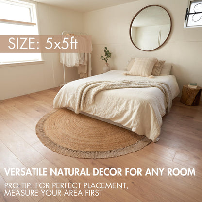 KIBAGA 2x3 ft Jute Rug - Soft and Non-Slip Mat, Perfect for Enhancing Your Bathroom or Modern Home Decor