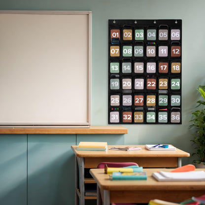 Numbered Hanging Pocket Chart Organizer for Classroom Sundries and Cell Phones – Wall & Door Mountable Storage Solution