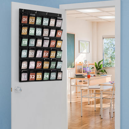 Numbered Hanging Pocket Chart Organizer for Classroom Sundries and Cell Phones – Wall & Door Mountable Storage Solution
