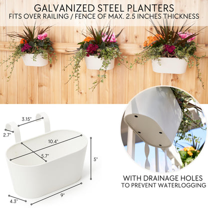 Beautiful Hanging Flower Pots for Outside Railing Or Fence - Stylish Set of 3 Outdoor Planters For Any Balcony, Porch or Deck - Window Planter Boxes Are Perfect For Your Flowers