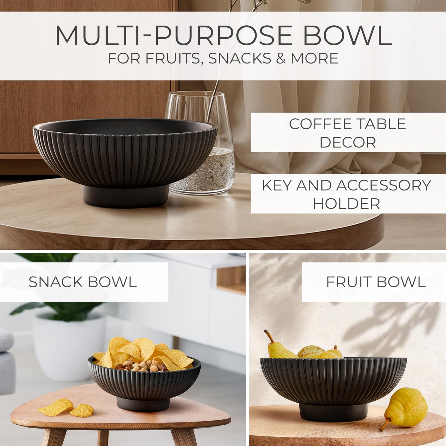 Aesthetic Concrete Fruit Bowl - Modern Bowl for Home and Kitchen Counter Decor - Handcrafted Decorative Bowls