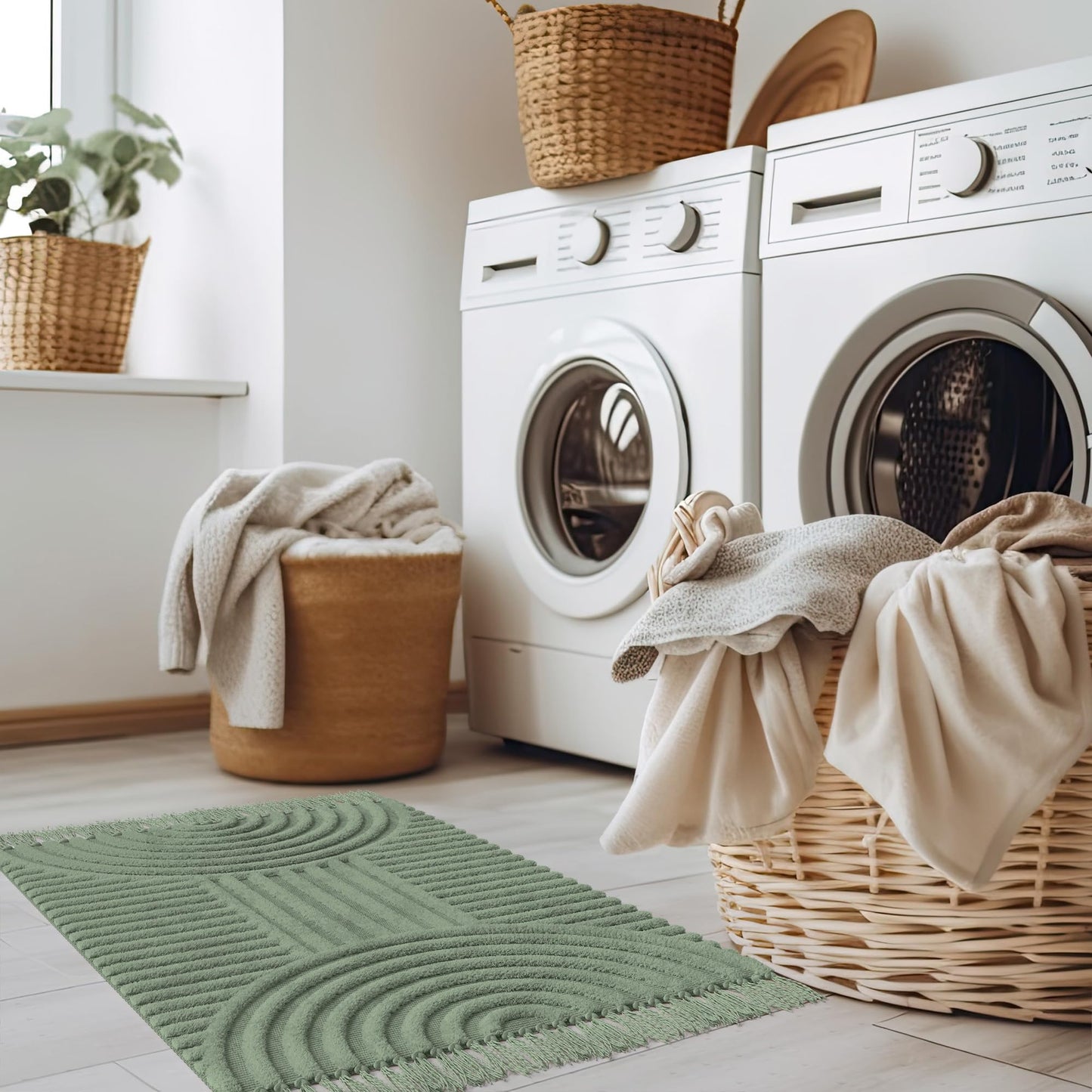 KIBAGA Beautiful Boho Rug with Tassels for Your Bathroom - Soft 2 x 3 ft. Cotton Rug Fits Perfectly Into Your Bath - Washable, Non-Slip Mat Ideal to Enhance Any Modern Home Decor, 24 x 36 inch