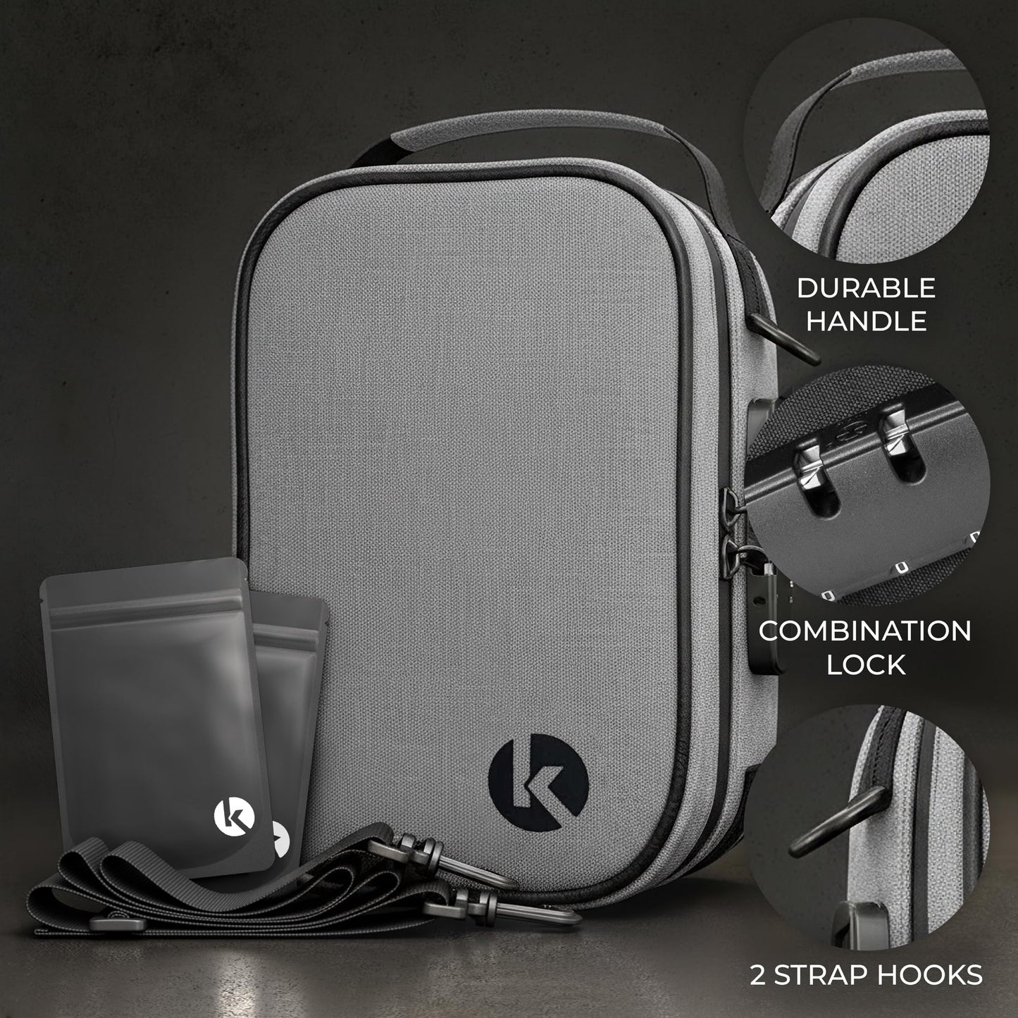 KIBAGA Travel Pill Organizer & Secure Medicine Storage Bag with Lock - Personal Container Box with Smell Control -Portable Water Proof Case for Vitamins, Supplements & First Aid
