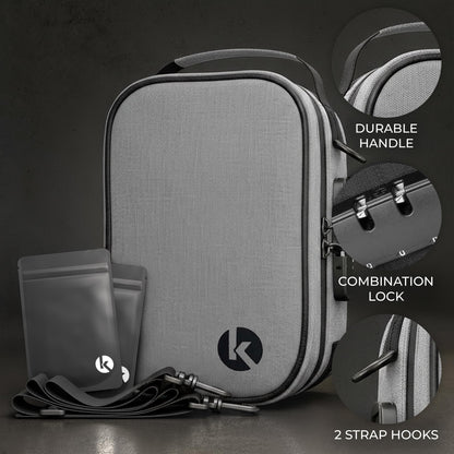 KIBAGA Travel Pill Organizer & Secure Medicine Storage Bag with Lock - Personal Container Box with Smell Control -Portable Water Proof Case for Vitamins, Supplements & First Aid