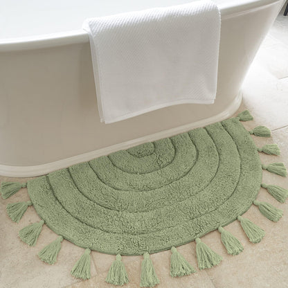 Beautiful Boho Rug for Your Bathroom - A Cute Half Circle Bath Mat That Fits Perfect To Every Bath Decor - Ideal to Brighten Up Your Bohemian Bathroom & Bedroom at Home