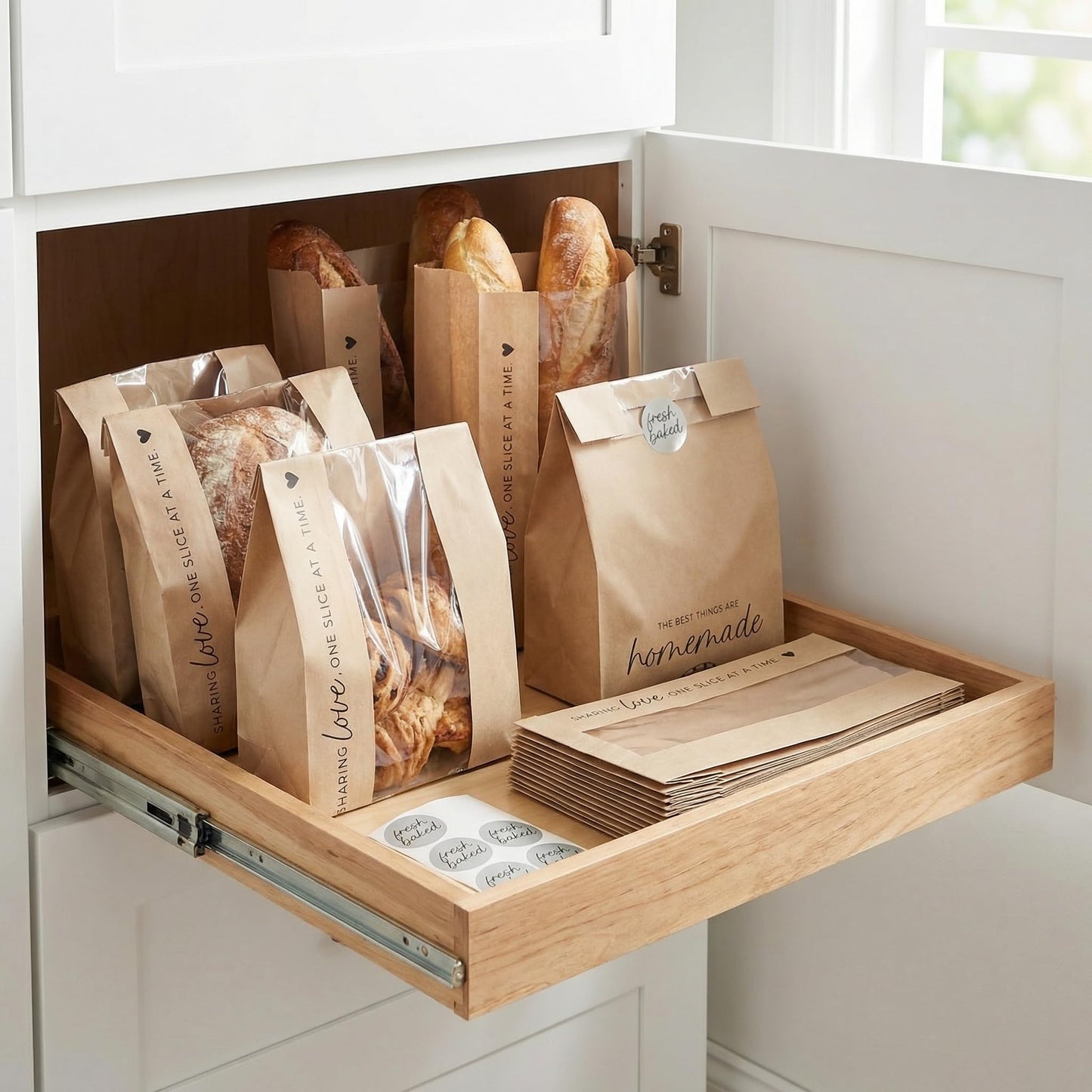 Beautiful Bread Bags for Homemade Bread - Clear Window Bags Keep Your Sourdough Loaves Fresh for Days & are Great for Gifting Homemade Bread - Perfectly Sized Bakery Paper Packaging for Baked Goods