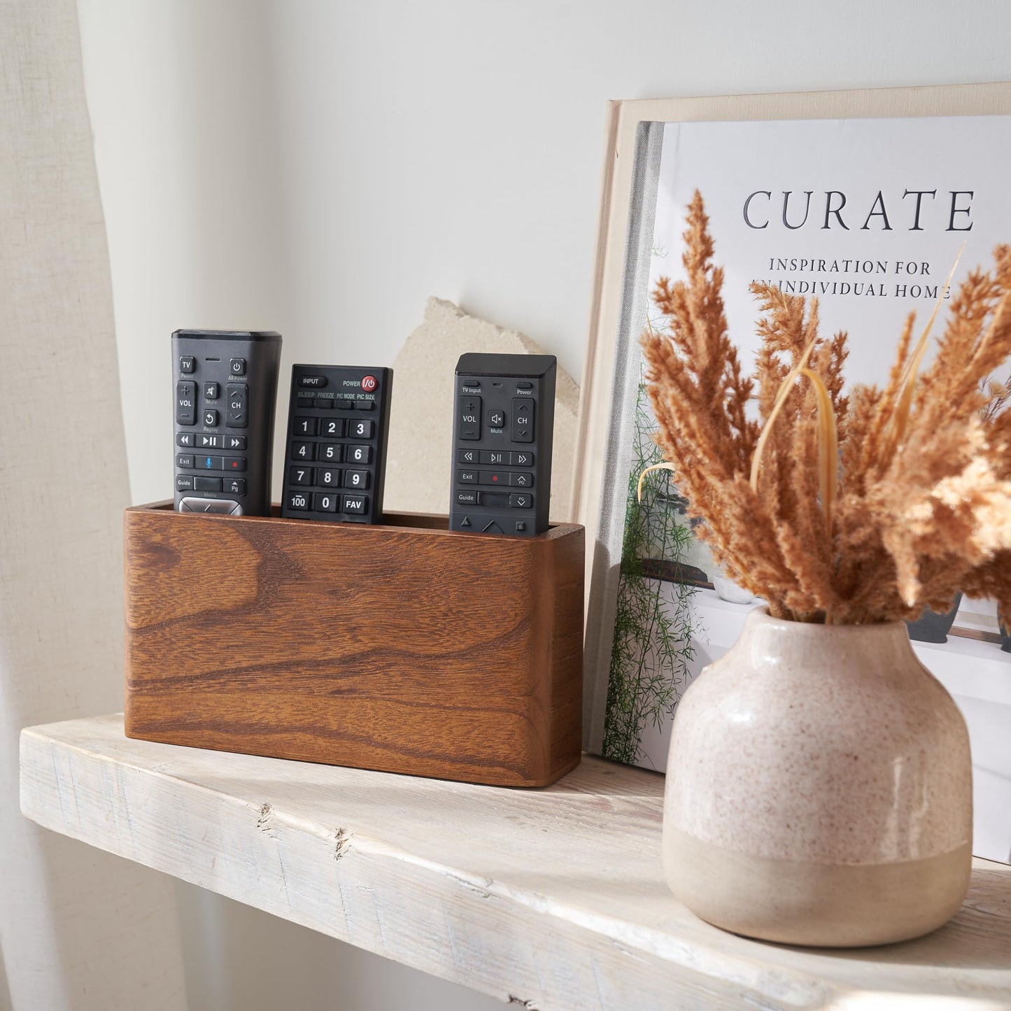 Aesthetic Remote Control Holder for Wall Mount - Easy to Install Bedside TV remote caddy - The Perfect Organizer for Your 3-4 Remotes