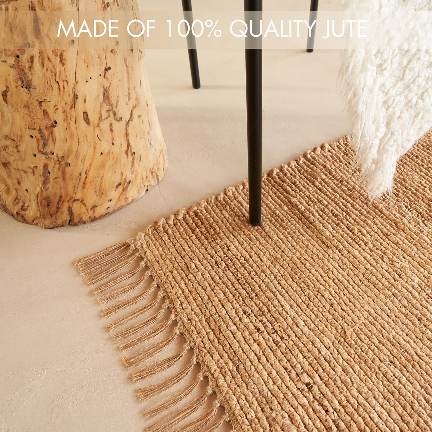 KIBAGA Beautiful Jute Rug for Your Home - This Natural 2x3 ft Hand Woven Rug Fits Perfectly Into Your Entry Area, Kitchen Or Living Room - Modern Braided Mat Enhances Any Boho/Farmhouse Decor