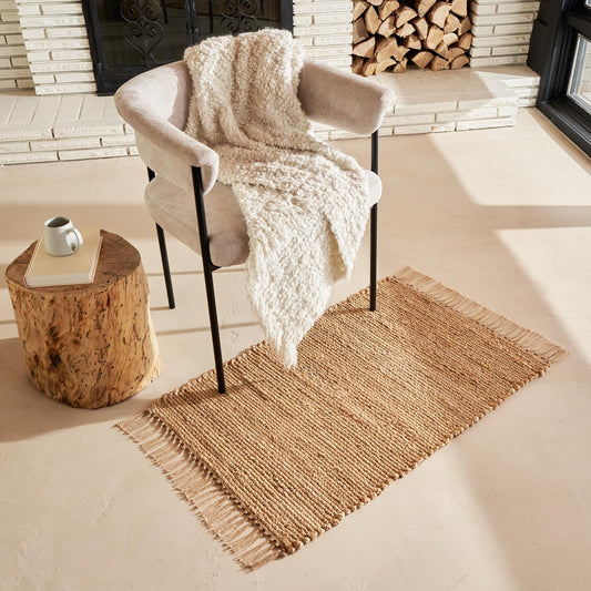 KIBAGA 2x3 ft Jute Rug - Soft and Non-Slip Mat, Perfect for Enhancing Your Bathroom or Modern Home Decor