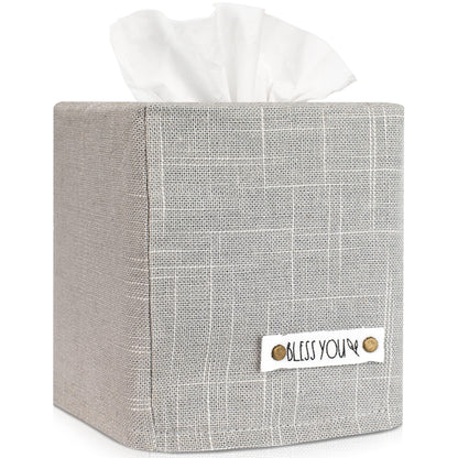 Stylish Tissue Box Cover - This Linen Holder Instantly Covers Your Square Tissue Boxes - The Perfect Cube Cover for Your Bathroom and Home