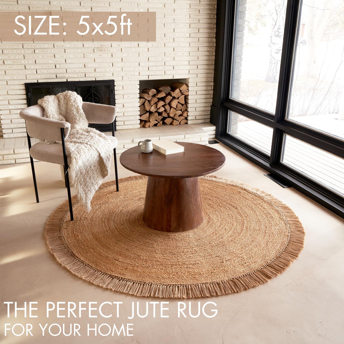KIBAGA 2x3 ft Jute Rug - Soft and Non-Slip Mat, Perfect for Enhancing Your Bathroom or Modern Home Decor