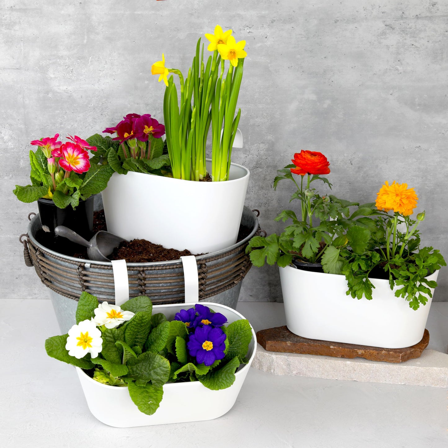 Beautiful Hanging Flower Pots for Outside Railing Or Fence - Stylish Set of 3 Outdoor Planters For Any Balcony, Porch or Deck - Window Planter Boxes Are Perfect For Your Flowers