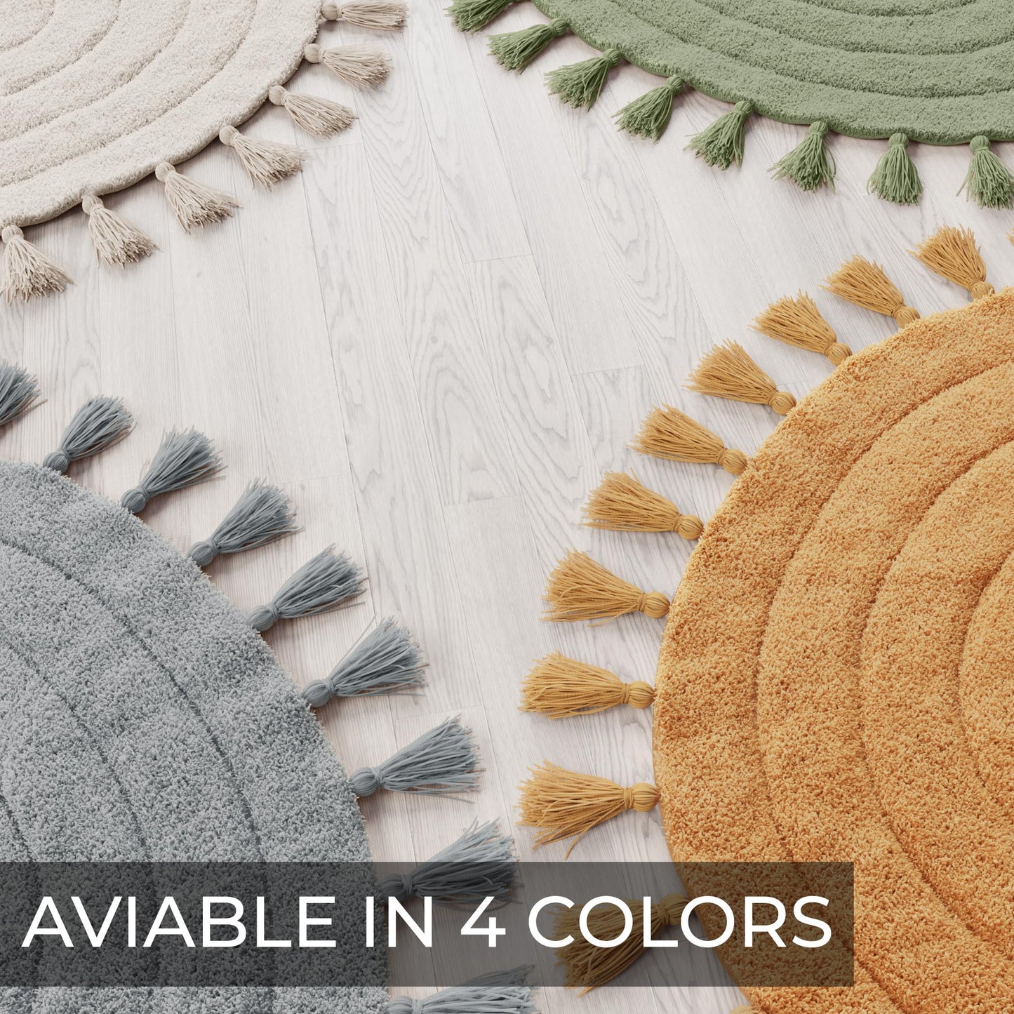 Beautiful Boho Rug for Your Bathroom - A Cute Half Circle Bath Mat That Fits Perfect To Every Bath Decor - Ideal to Brighten Up Your Bohemian Bathroom & Bedroom at Home