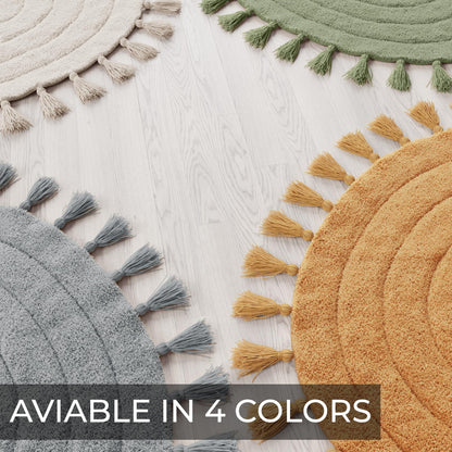 Beautiful Boho Rug for Your Bathroom - A Cute Half Circle Bath Mat That Fits Perfect To Every Bath Decor - Ideal to Brighten Up Your Bohemian Bathroom & Bedroom at Home