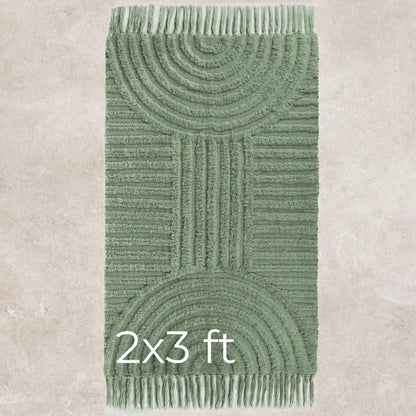 KIBAGA Beautiful Boho Rug with Tassels for Your Bathroom - Soft 2 x 3 ft. Cotton Rug Fits Perfectly Into Your Bath - Washable, Non-Slip Mat Ideal to Enhance Any Modern Home Decor, 24 x 36 inch