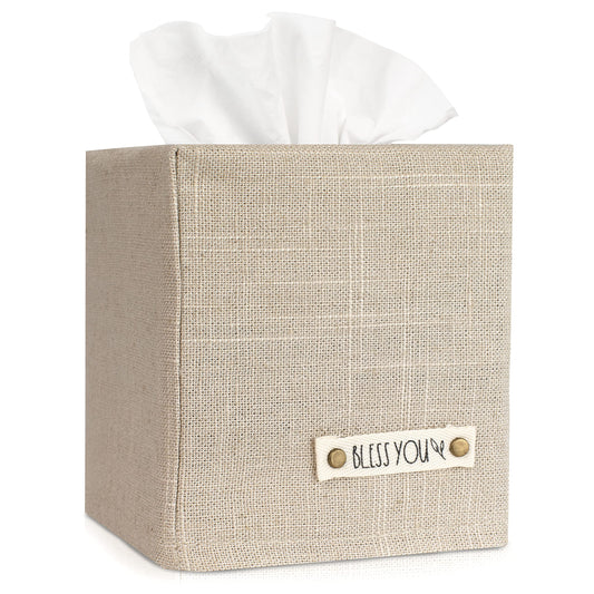 Stylish Tissue Box Cover - This Linen Holder Instantly Covers Your Square Tissue Boxes - The Perfect Cube Cover for Your Bathroom and Home