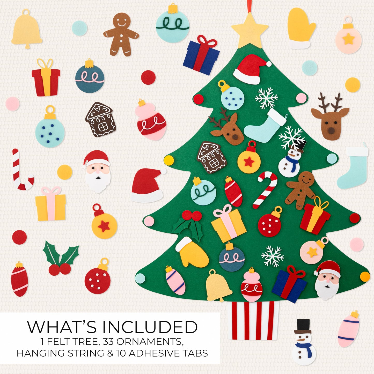 Beautiful Felt Christmas Tree for Kids - Fun & Safe Christmas Decoration Activity with Detachable Ornaments for Hours of Play - Keeps Toddlers Entertained for Hours During the Holiday Season