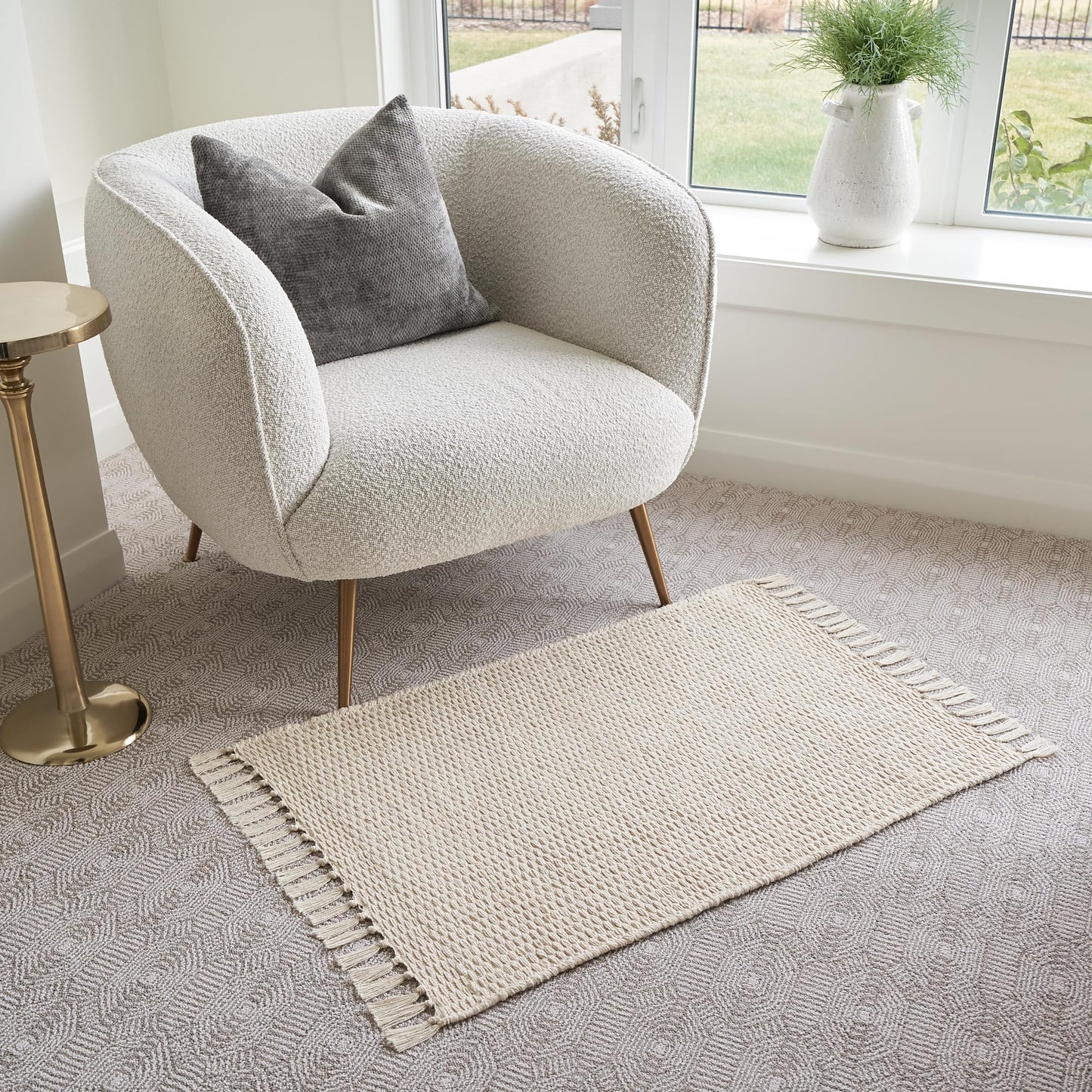 Beautiful Boho Bathroom Rug with Tassels - Soft 2 x 3 ft. Cotton Rug Fits Perfectly Into Your Bath - Washable, Non-Slip Mat Ideal to Enhance Your Modern Home Decor