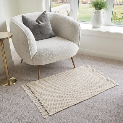 Beautiful Boho Bathroom Rug with Tassels - Soft 2 x 3 ft. Cotton Rug Fits Perfectly Into Your Bath - Washable, Non-Slip Mat Ideal to Enhance Your Modern Home Decor