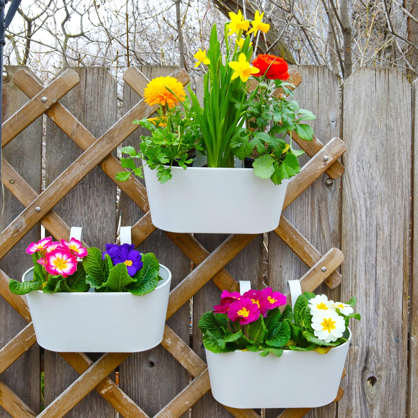 Beautiful Hanging Flower Pots for Outside Railing Or Fence - Stylish Set of 3 Outdoor Planters For Any Balcony, Porch or Deck - Window Planter Boxes Are Perfect For Your Flowers