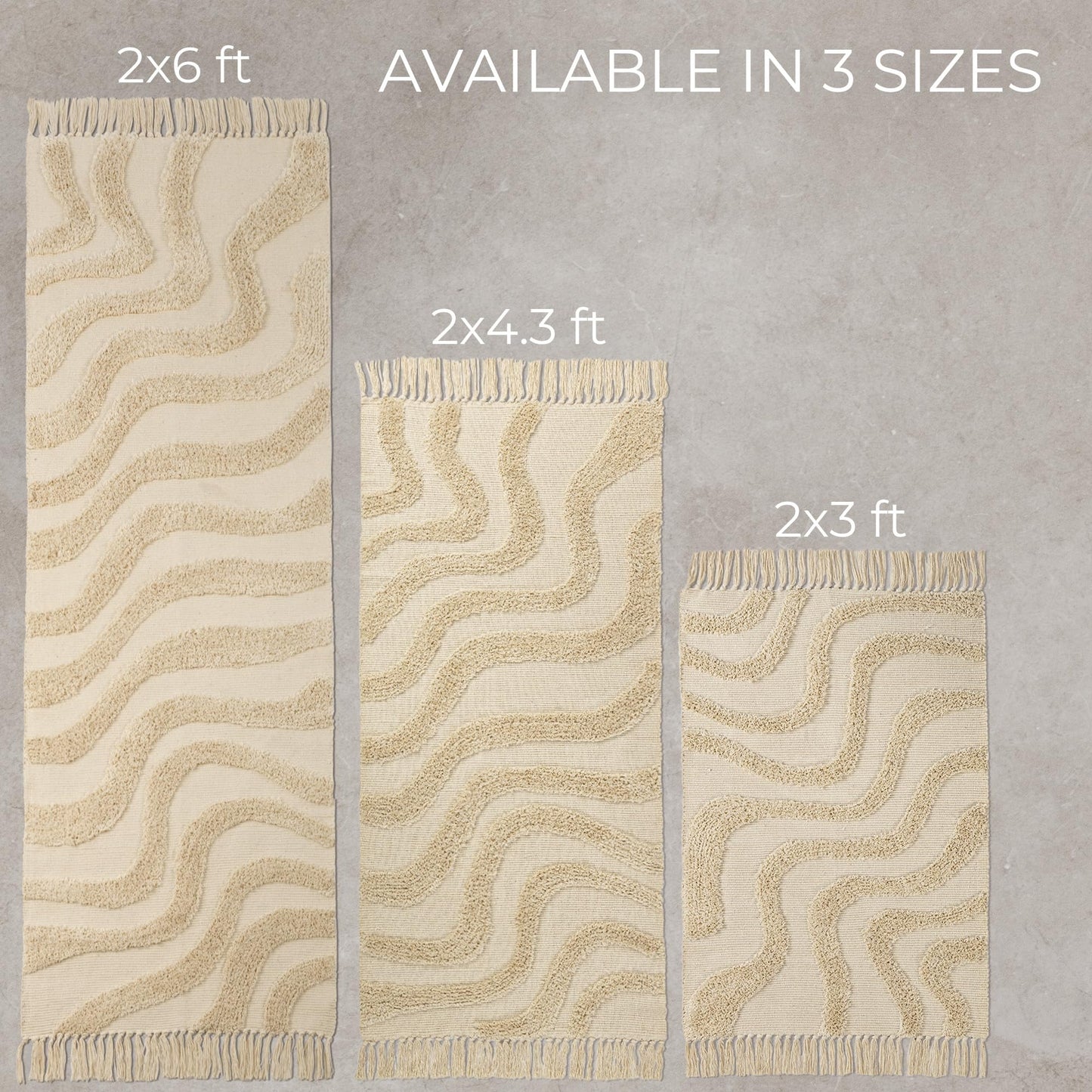 Chic 2x3 Boho Cotton Rug with Tassels – Soft & Washable Bathroom Mat for a Cozy, Modern Home