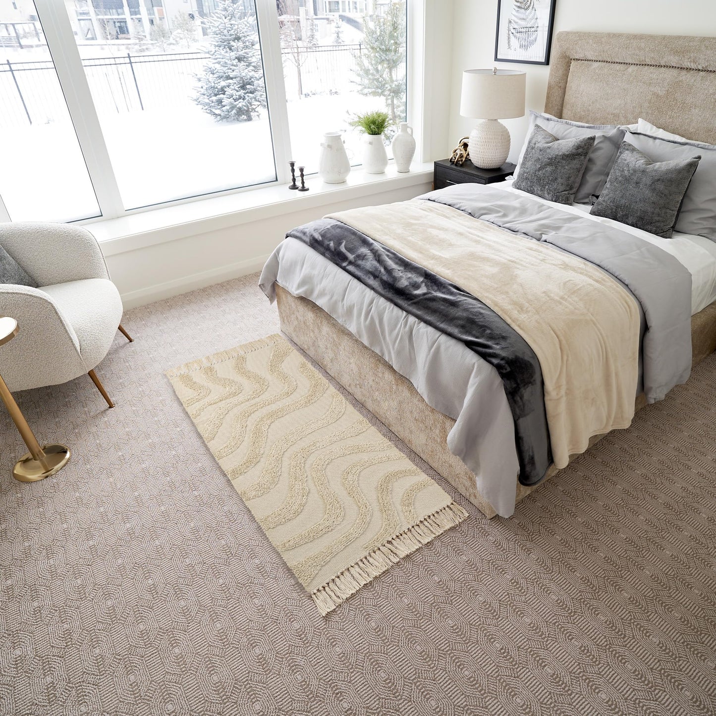 Chic 2x3 Boho Cotton Rug with Tassels – Soft & Washable Bathroom Mat for a Cozy, Modern Home