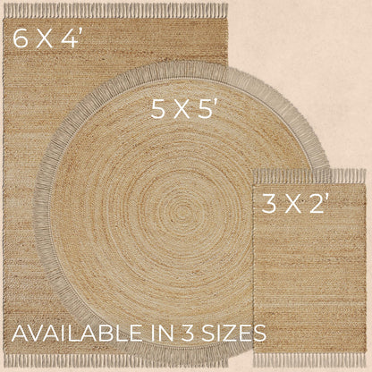 KIBAGA 2x3 ft Jute Rug - Soft and Non-Slip Mat, Perfect for Enhancing Your Bathroom or Modern Home Decor